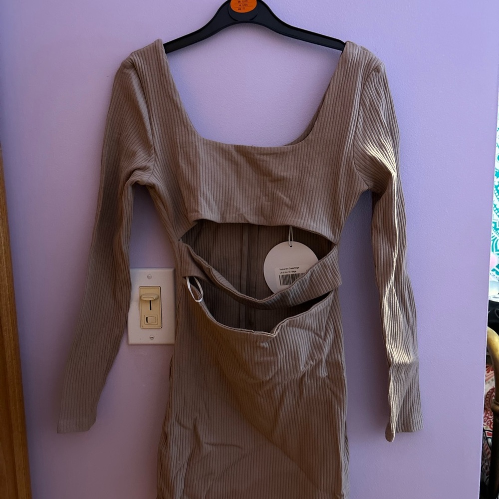 Princess Polly Tan Cut-Out Mini Dress